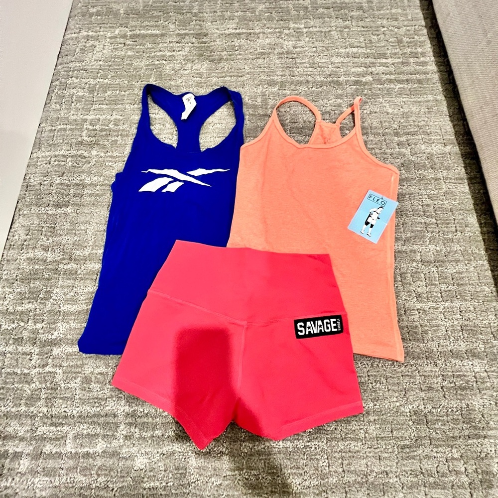 Reebok Blue Tank Top and Peach Tank Top